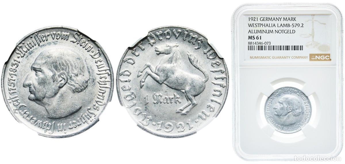Monedas antiguas de Europa: Germany Prussian province of Westphalia Weimar Republic 1921 1 Mark - Westfalen (Freiherr vom Stein