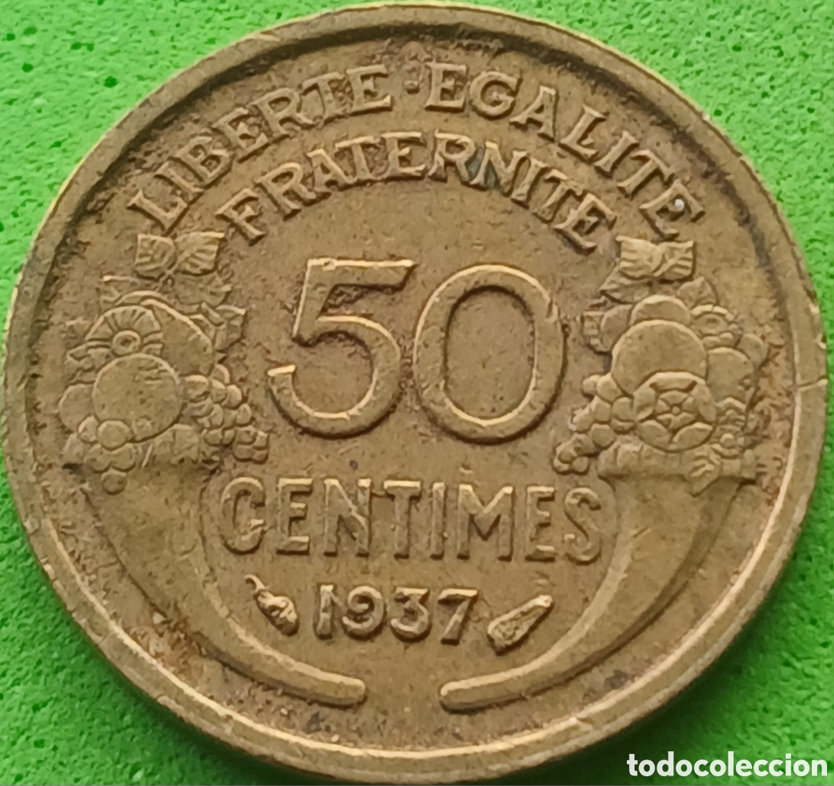 Monedas antiguas de Europa: Francia 50 c&eacute;ntimos 1937 km#894
