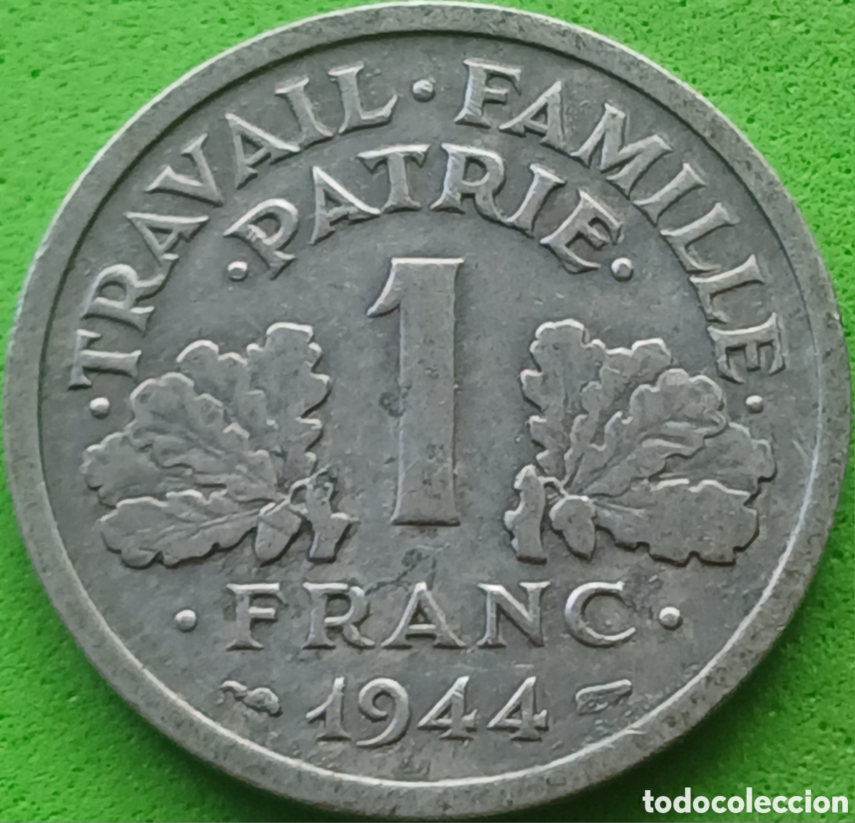Monedas antiguas de Europa: Francia 1 franco 1944 km#902 sin marca de ceca
