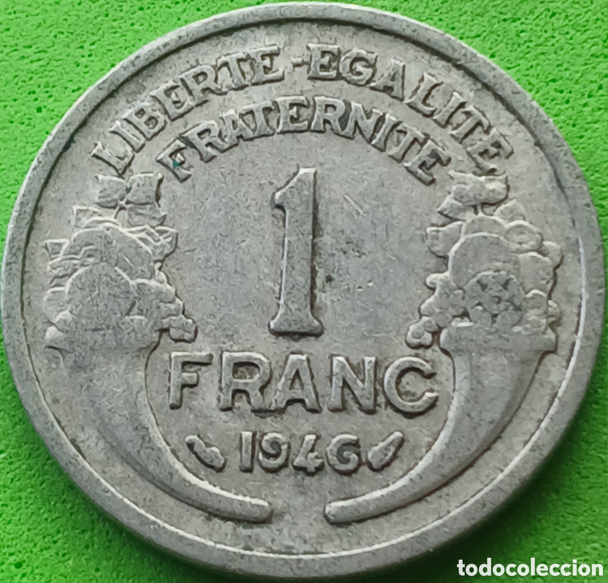 Monedas antiguas de Europa: Francia 1 franco 1946 km#885a sin marca de ceca