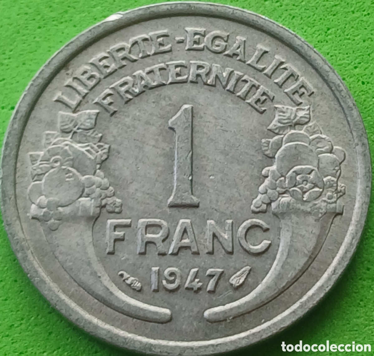 Monedas antiguas de Europa: Francia 1 franco 1947 km#885a sin marca de ceca