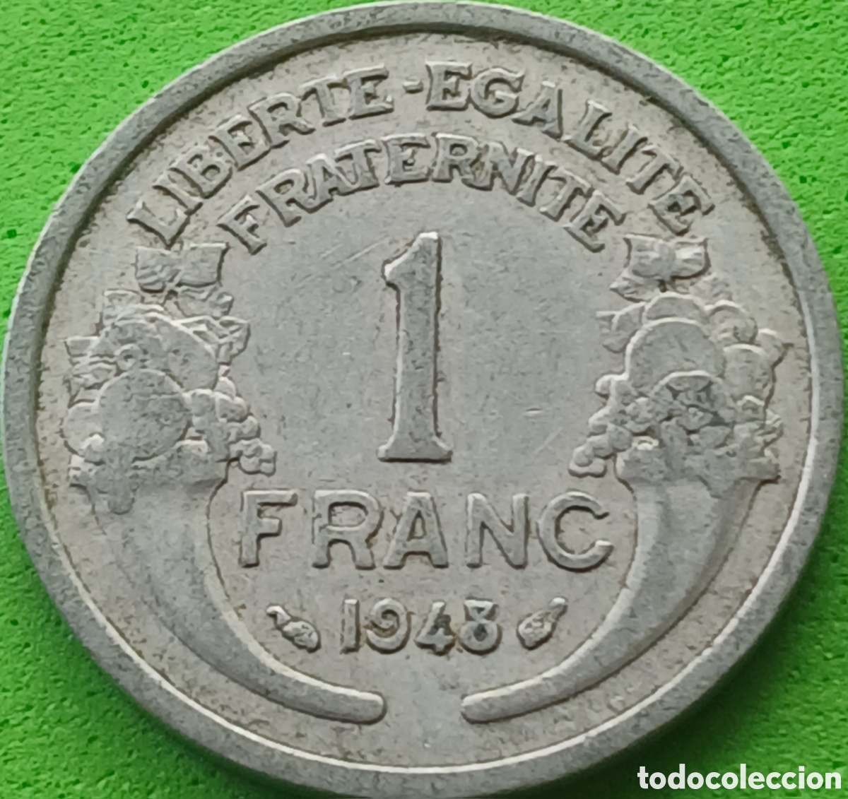 Monedas antiguas de Europa: Francia 1 franco 1948 km#885a sin marca de ceca