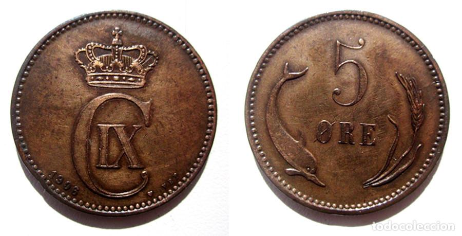 Moedas antigas da Europa: DINAMARCA - 5 ORE - 1906 VBP - NO CIRCULADA - COBRE - REF: KM#794.2