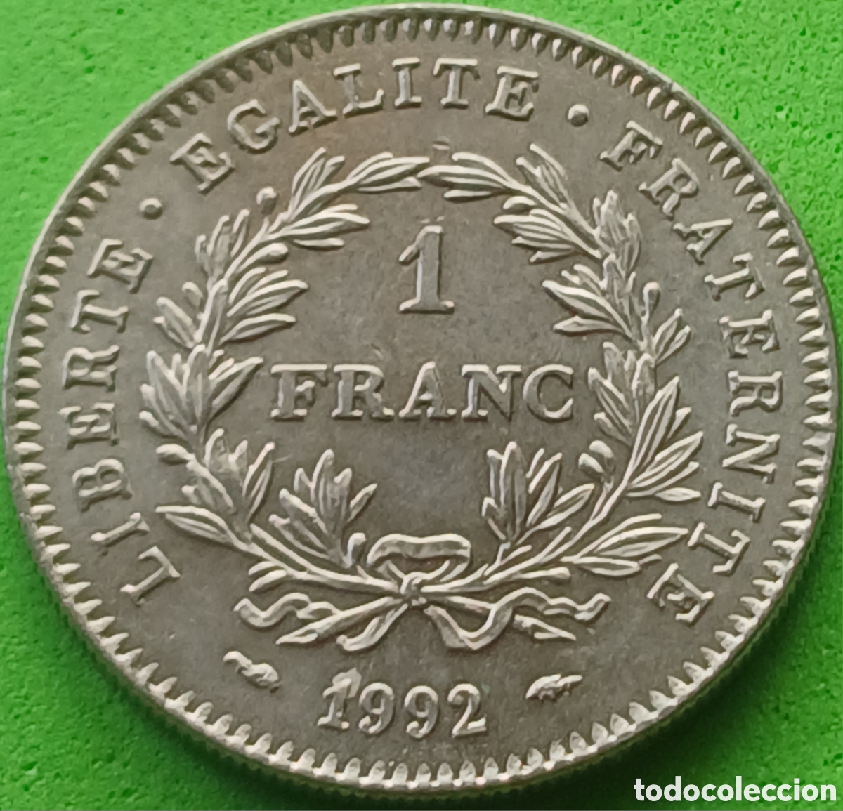 Monedas antiguas de Europa: Francia 1 franco 1992 km#1004 200&deg; Aniversario-Rep&uacute;blica Francesa