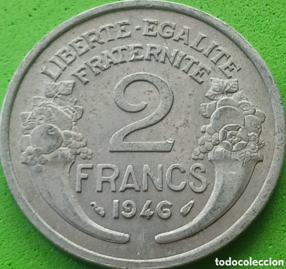 Monedas antiguas de Europa: Francia 2 francos 1946 km#886a sin marca de ceca