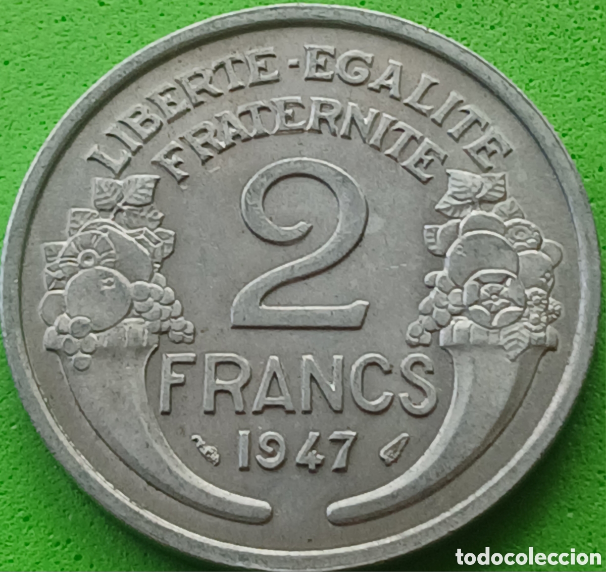Monedas antiguas de Europa: Francia 2 francos 1947 km#886a sin marca de ceca