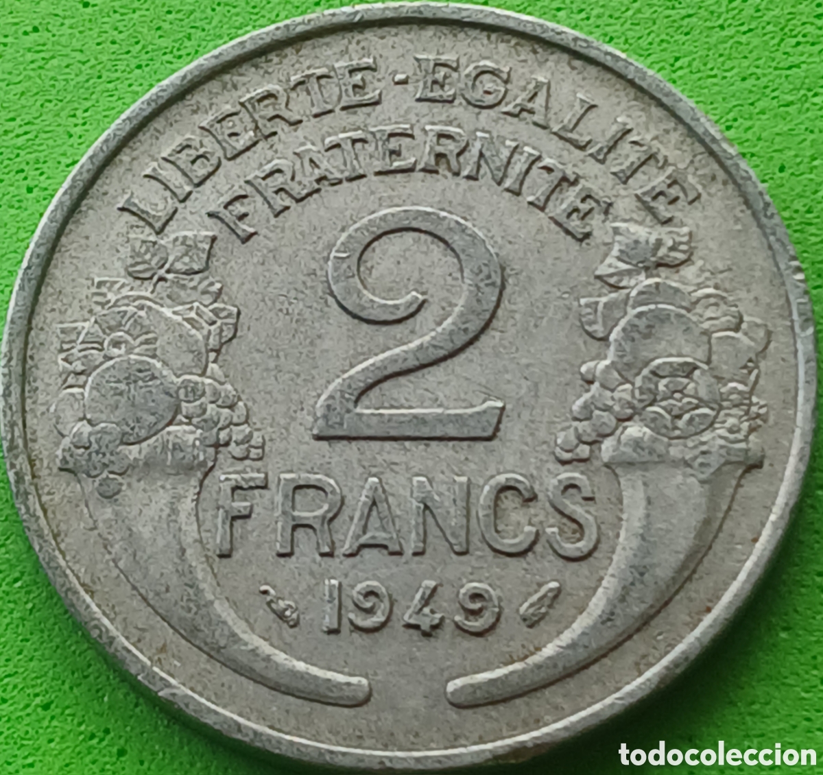 Monedas antiguas de Europa: Francia 2 francos 1949 km#886a sin marca de ceca