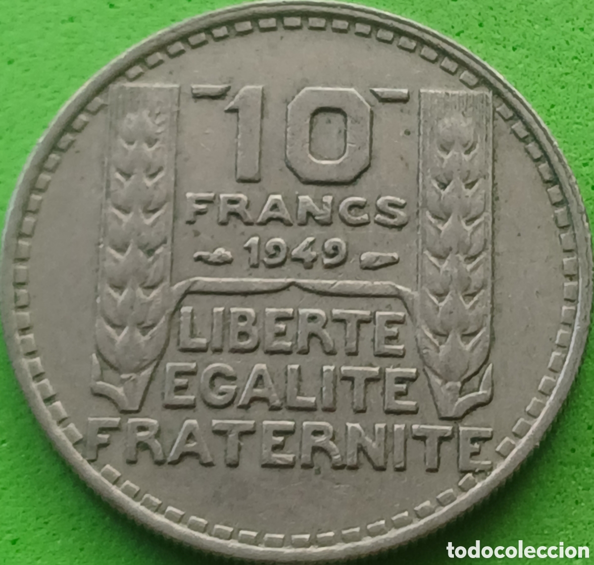 Monedas antiguas de Europa: Francia 10 francos 1949 km#909 sin marca de ceca