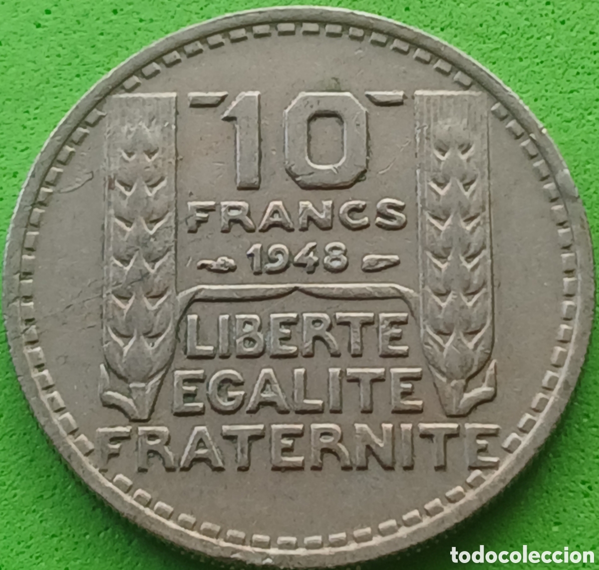 Monedas antiguas de Europa: Francia 10 francos 1948 km#909 sin marca de ceca
