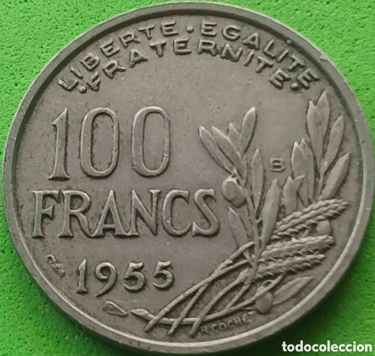 Monedas antiguas de Europa: Francia 100 francos 1955 B Beaumont-le-Roger km#919