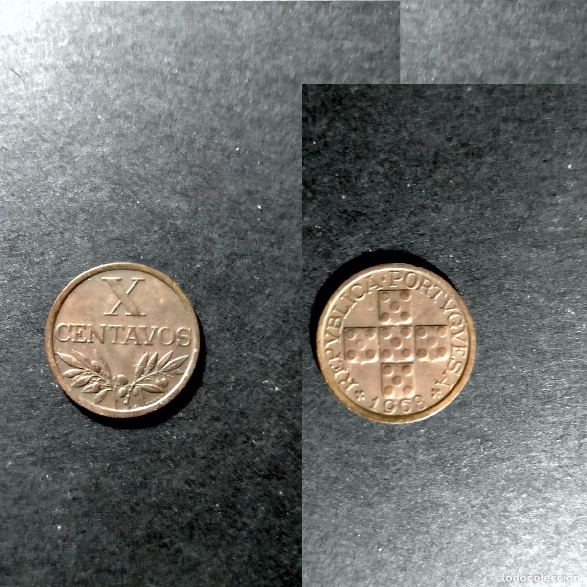 Monedas antiguas de Europa: Moneda de 10 Centavos de la Rep&uacute;blica Portuguesa, 1968