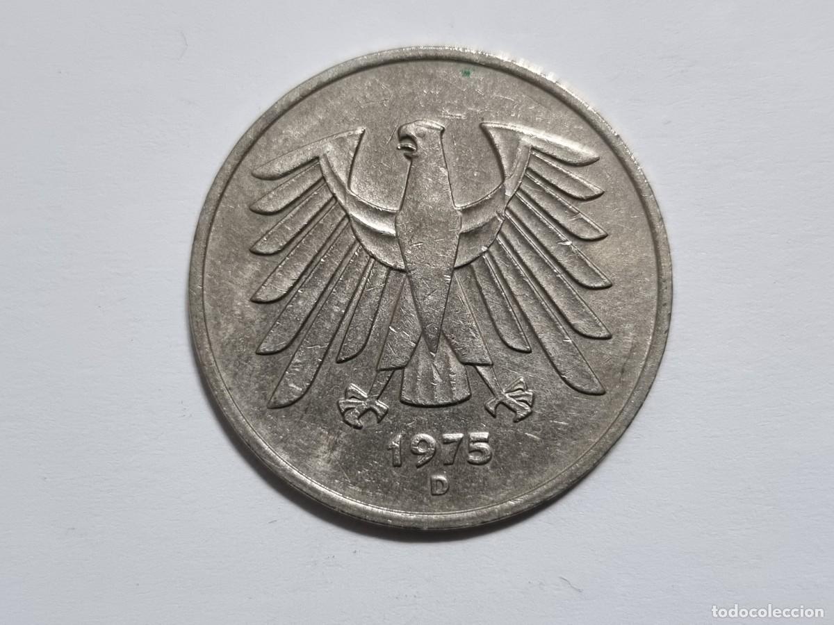 Monedas antiguas de Europa: Moneda Republica Alemana 5 Marcos Alemania 1975-D Aguila Coleccionista