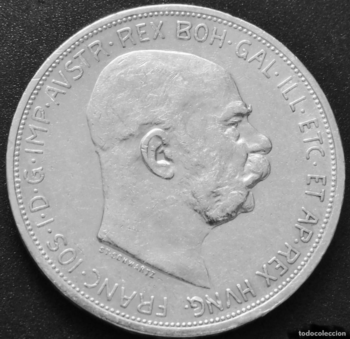 Monnaies anciennes de Europe: Moneda Plata Austria 5 Coronas 1909 Franz Joseph I