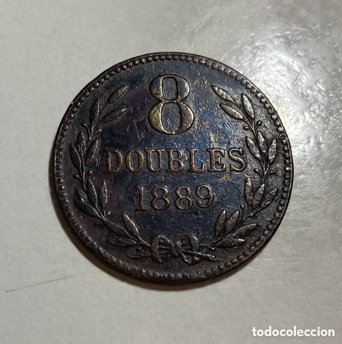 Monedas antiguas de Europa: 8 doubles Guernsey Guernesey 1889