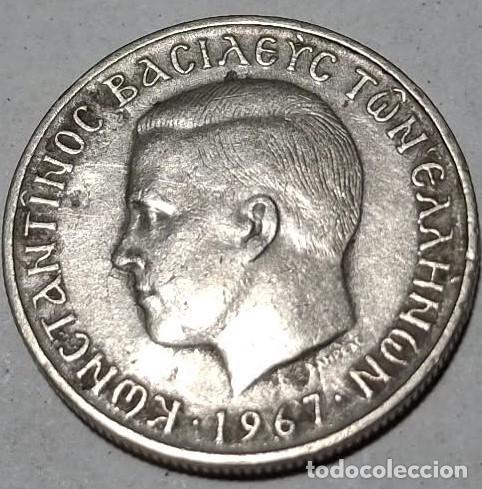 Monedas antiguas de Europa: Grecia, 1 Dracma 1967 (Constantino II) KM#89./ Usada, bonita, la de las fotos.