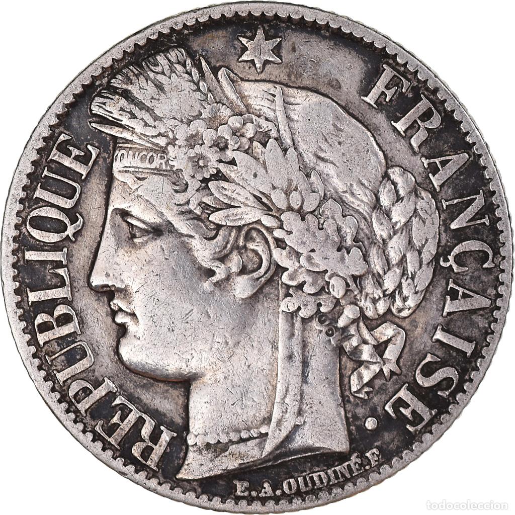 Monedas antiguas de Europa: [#1110217] Moneda, Francia, C&eacute;r&egrave;s, Franc, 1872, Paris, MBC, Plata, KM:822.1, Gadoury:465a