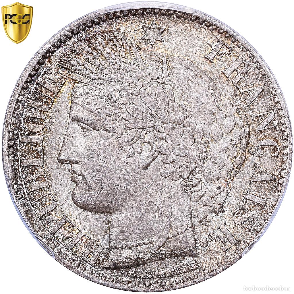 Monedas antiguas de Europa: [#1546289] Francia, 2 Francs, C&eacute;r&egrave;s, 1870, Bordeaux, ancre, Plata, PCGS, MS63