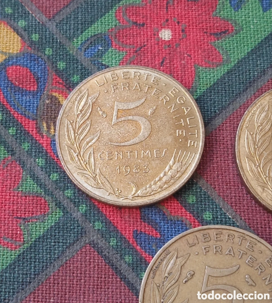 Monedas antiguas de Europa: 5 C&eacute;ntimos de Francia 5 Monedas - Foto 5