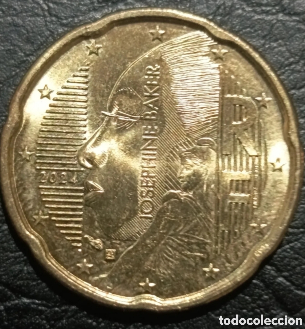 Monete antiche di Europa: Moneda de 20 C&eacute;ntimos Francia Josephine Baker 2024