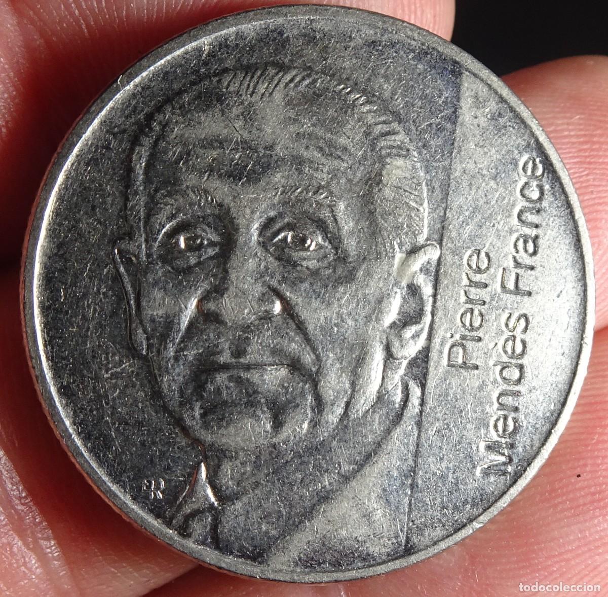 Monete antiche di Europa: MONEDA 5 FRANCOS, 1992, CONMEMORATIVA 10&ordm; ANIVERSARIO MUERTE PIERRE MEND&Egrave;S ,VER FOTOS