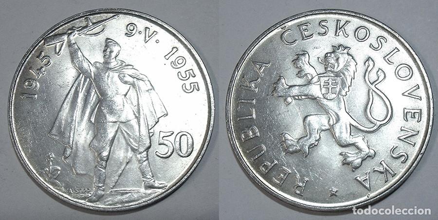 Monete antiche di Europa: CHECOESLOVAQUIA - 50 CORONAS - 1955 - PLATA - NO CIRCULADA - REF: KM#44