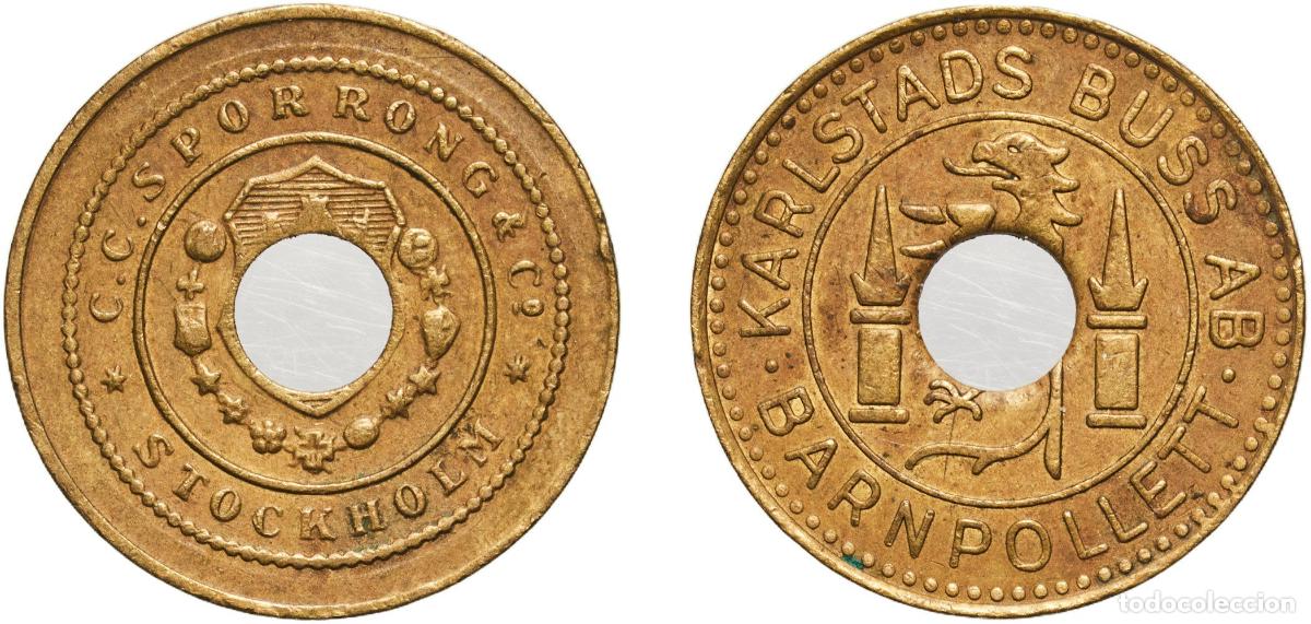 Monedas antiguas de Europa: Sweden Kingdom ND Token - C.C. SPORRONG & CO. STOCKHOLM, Karlstad Buss AB. Brass 2.59g AU