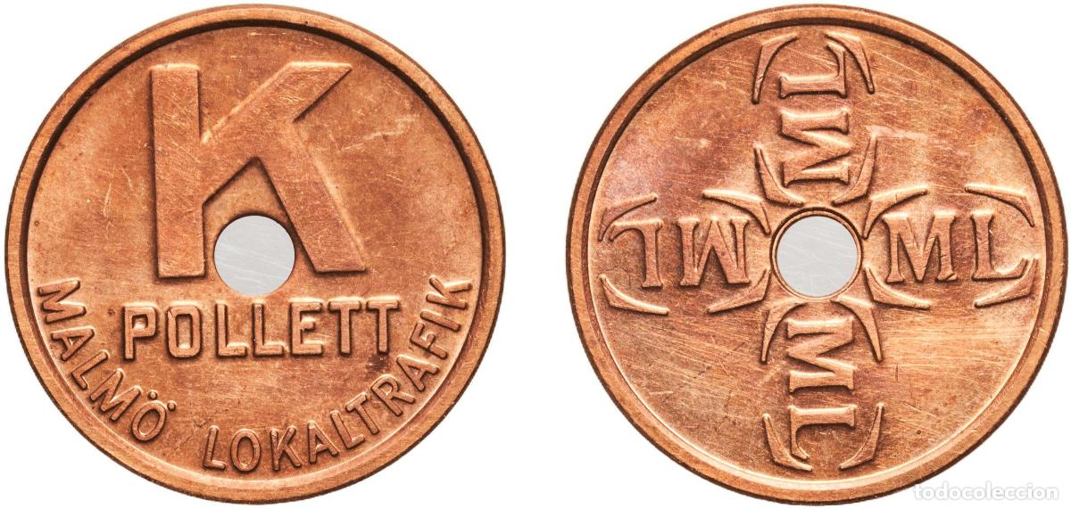 Monedas antiguas de Europa: Sweden Kingdom ND Token - Malm&ouml; Lokaltrafik (K) Copper 2.35g AU
