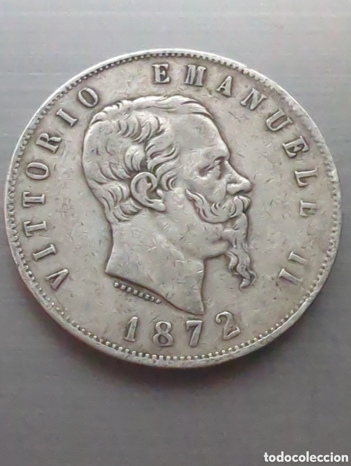 Monete antiche di Europa: Italia 5 liras 1872 plata