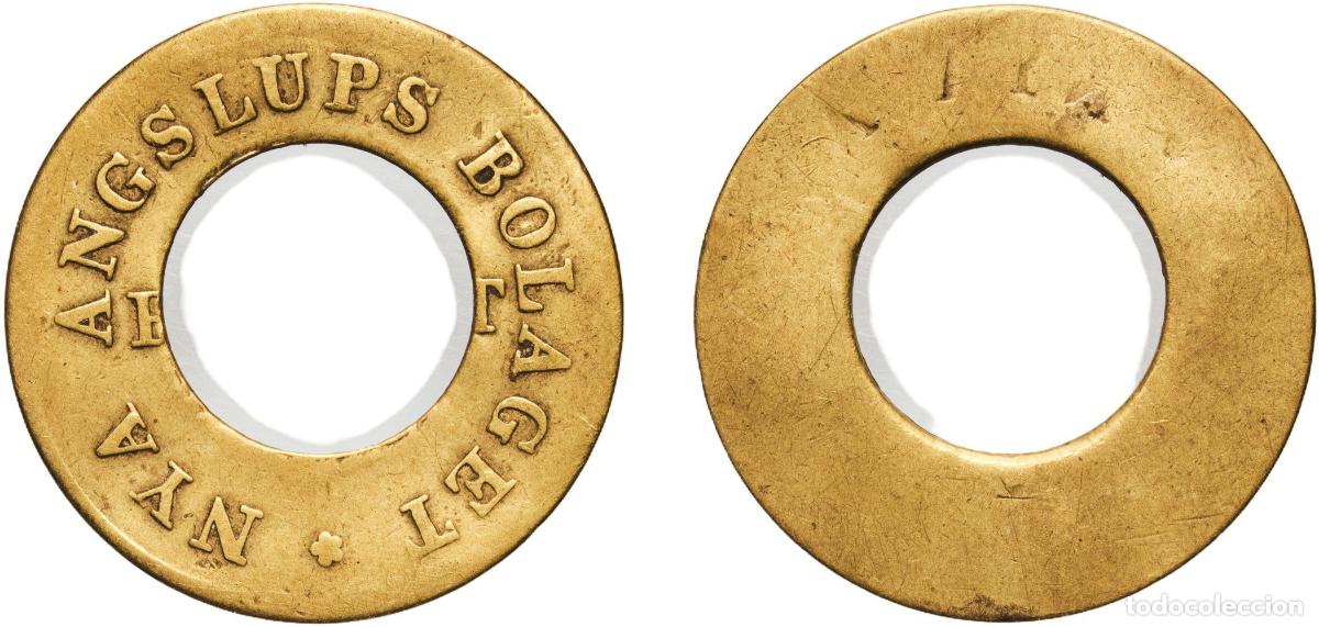 Monedas antiguas de Europa: Sweden Kingdom ND Token - Nya &Aring;ngslups Bolaget Brass 1.67g AU