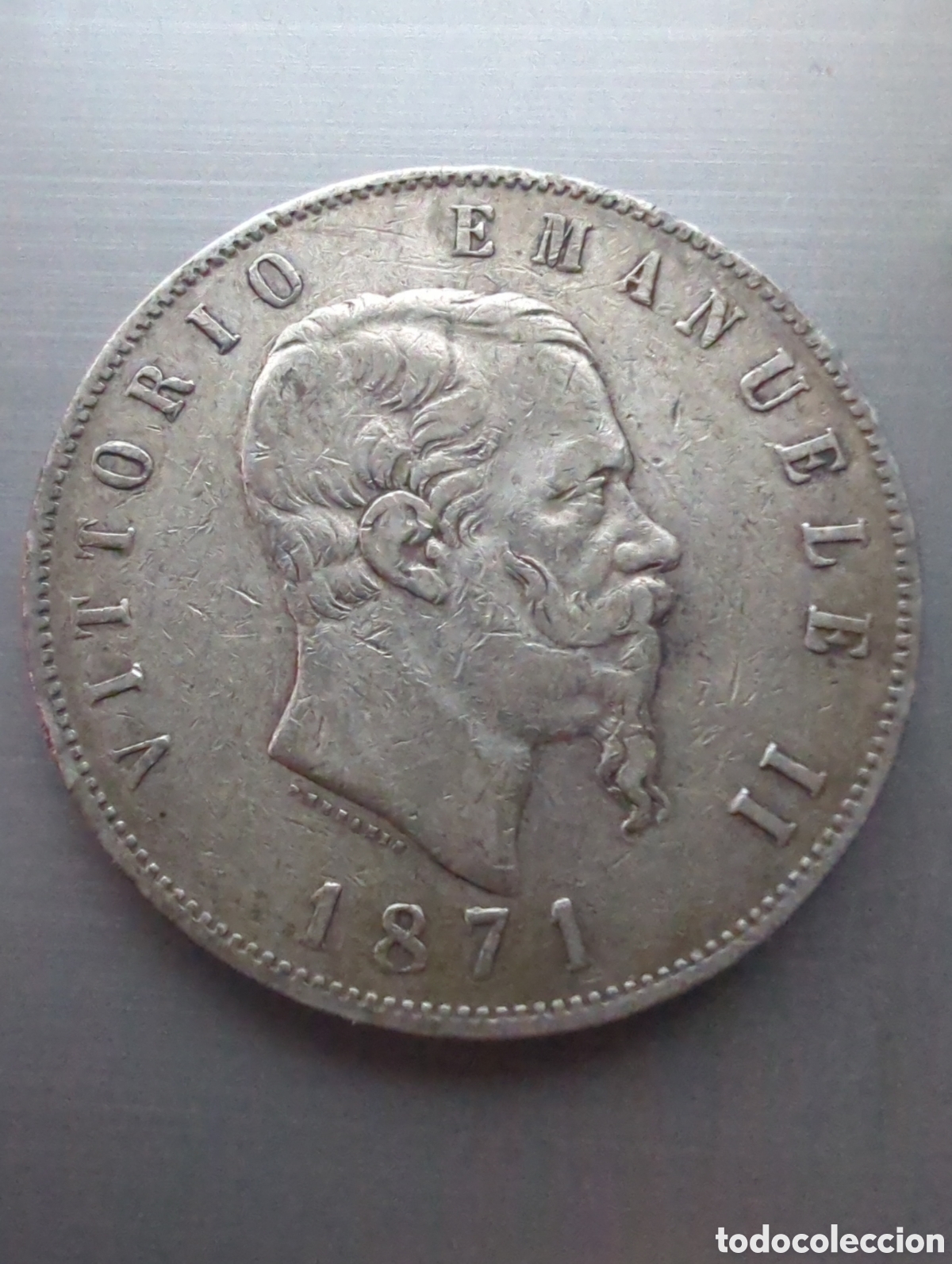 Monete antiche di Europa: Italia 5 liras 1871 plata