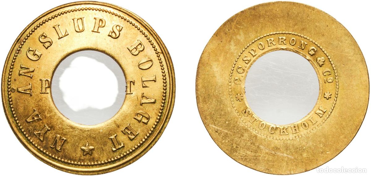 Monedas antiguas de Europa: Sweden Kingdom ND Token - Nya &Aring;ngslups Bolaget Brass 2.64g UNC