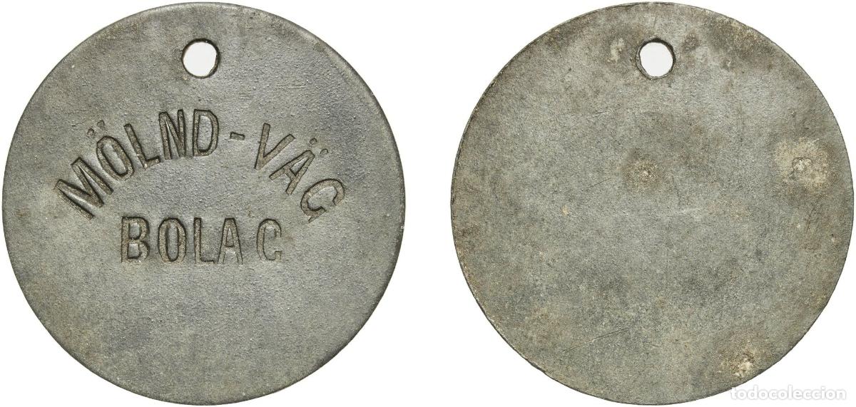 Monedas antiguas de Europa: Sweden Kingdom ND Token - M&ouml;lnd-V&auml;g Bolag Zinc 4.21g AU