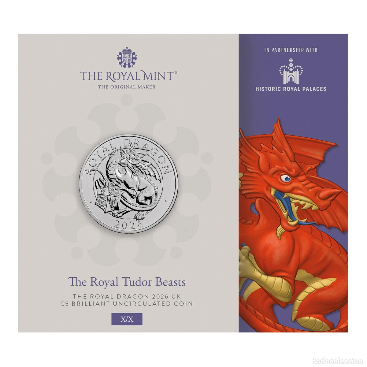 Monedas antiguas de Europa: REINO UNIDO 5 libras 2026 BU 5 pounds The Royal Tudor Beasts - The Royal Dragon