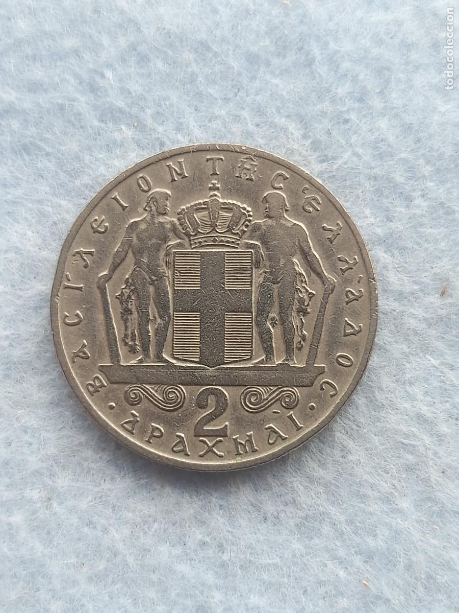 Moedas antigas da Europa: Grecia. 2 Dracmas. A&ntilde;o 1966.