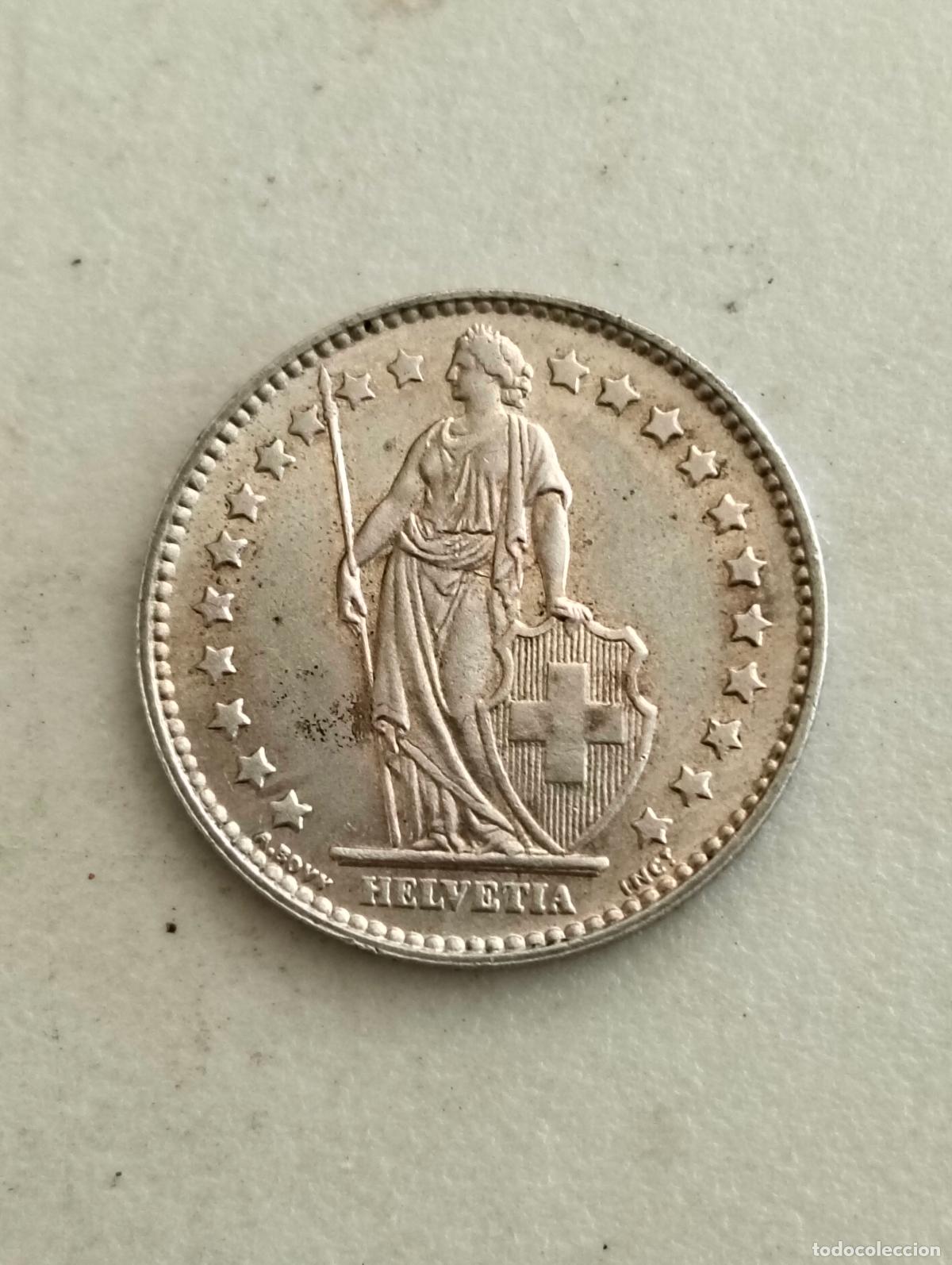 Moedas antigas da Europa: MONEDA DE PLATA, 1 FRANCO SUIZO 1963