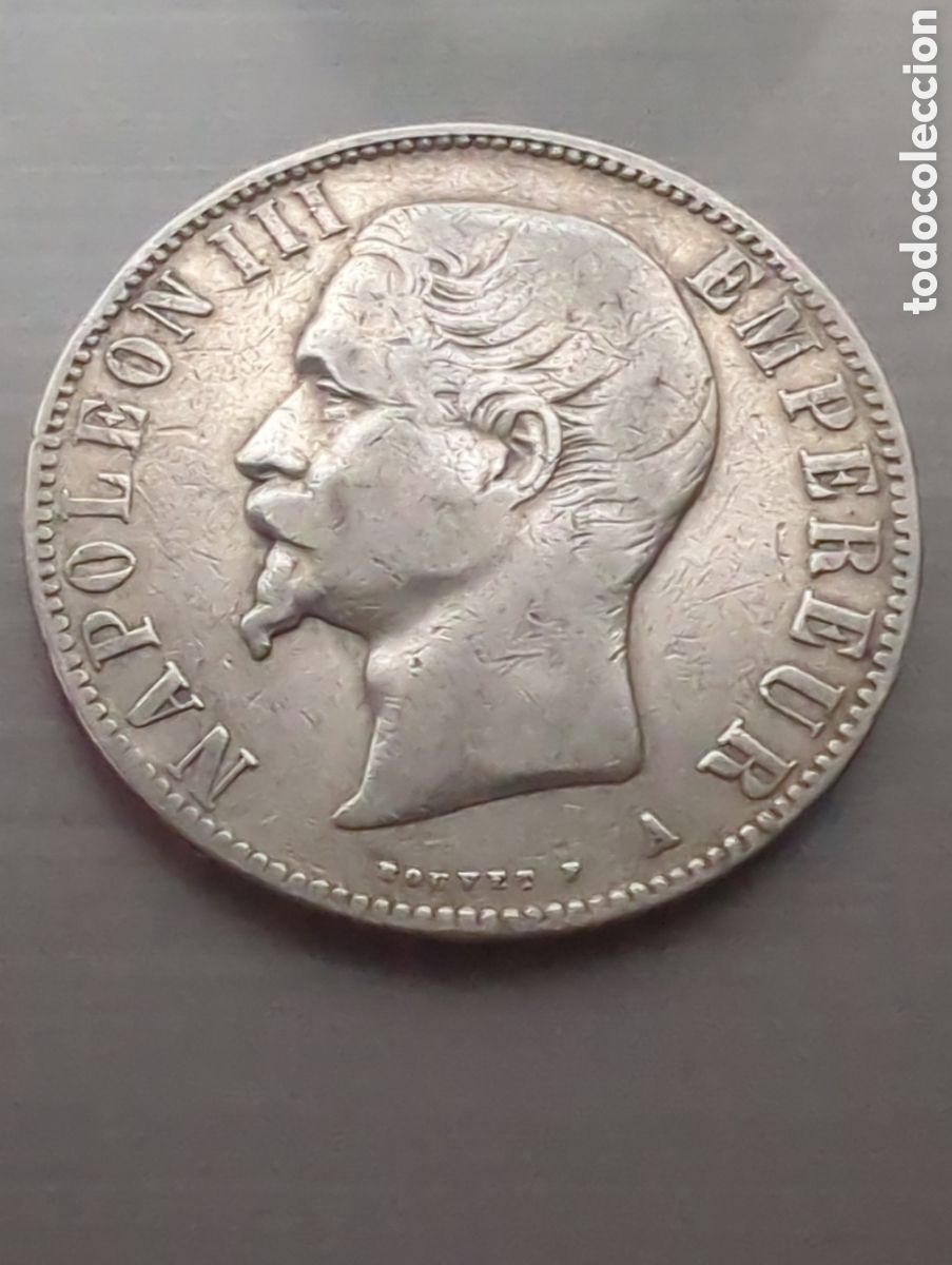 Monete antiche di Europa: Napole&oacute;n 5 francos 1855a plata