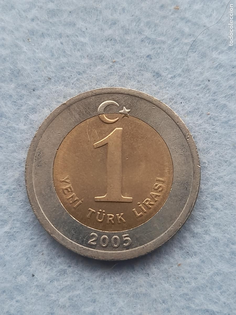 Moedas antigas da Europa: Turqu&iacute;a. 1 Lira. A&ntilde;o 2005.