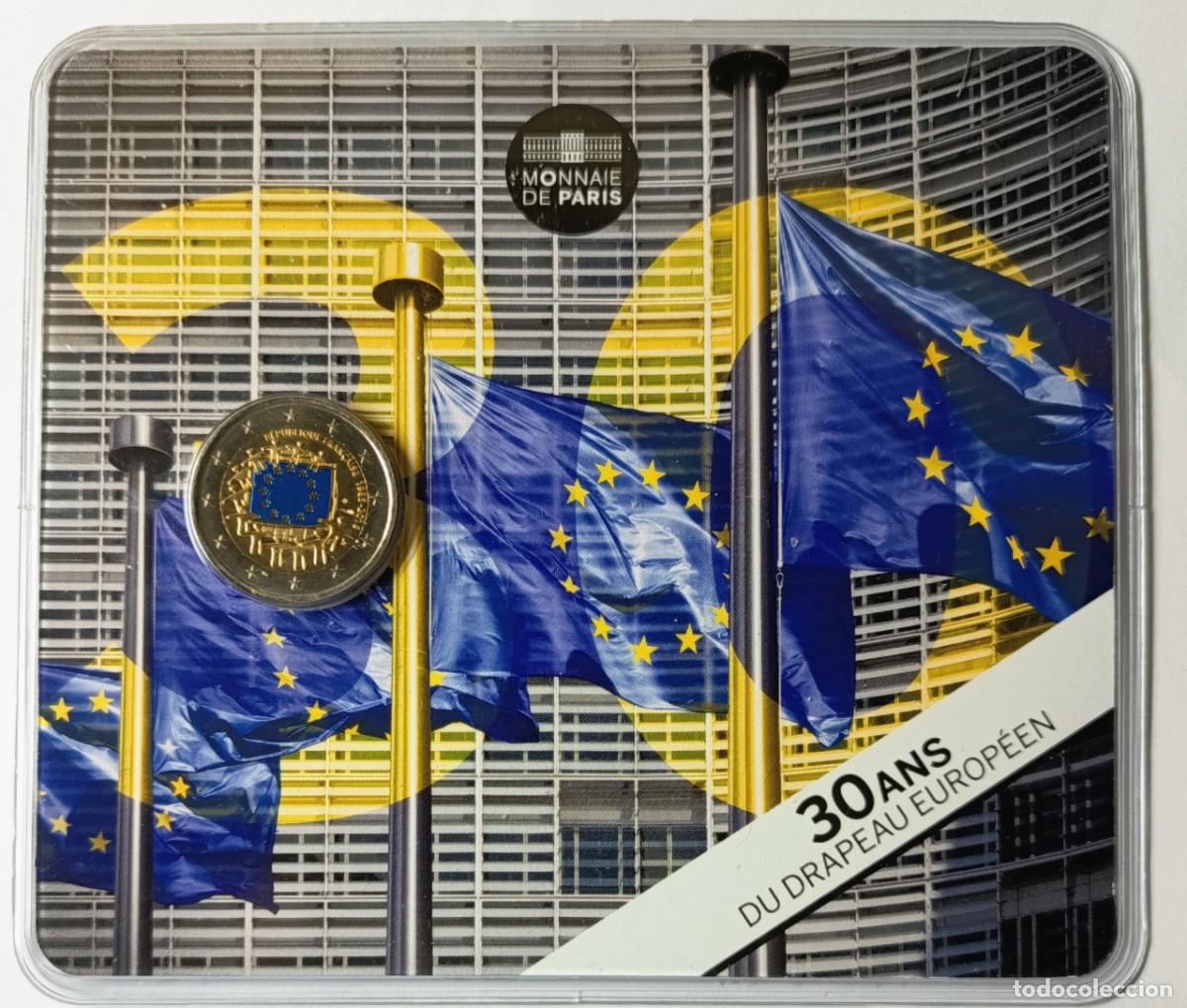 Monedas antiguas de Europa: FRANCIA. MONEDA 2 EURO CONMEMORATIVA EN COLOR. 2015. &ldquo;30 ans DU DRAPEAU EUROP&Eacute;EN&rdquo;. BL&Iacute;STER ORIGINAL
