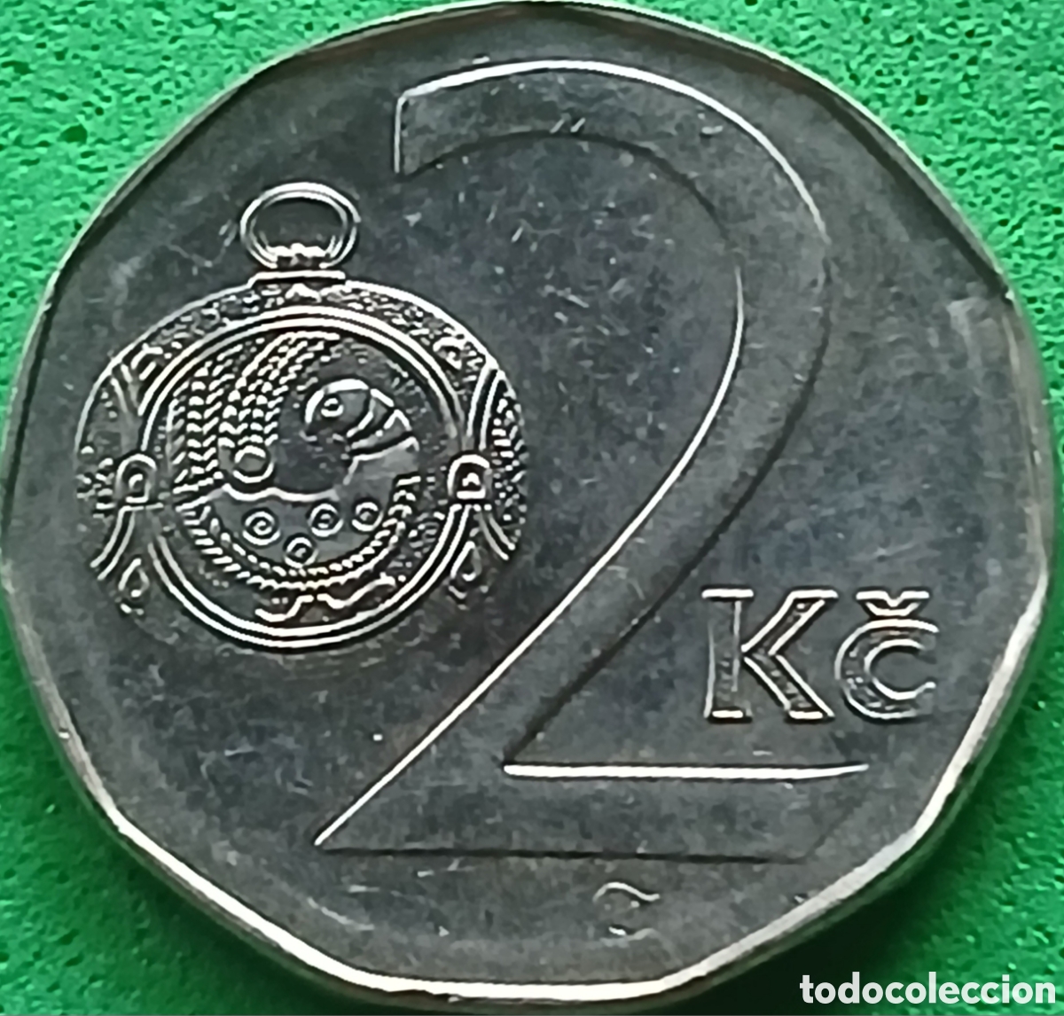 Monedas antiguas de Europa: Rep&uacute;blica Checa 2 coronas 1994 km#9 ceca &rdquo;b&rdquo; ( b coronada)- Jablonec nad Nisou, Rep&uacute;blica Checa