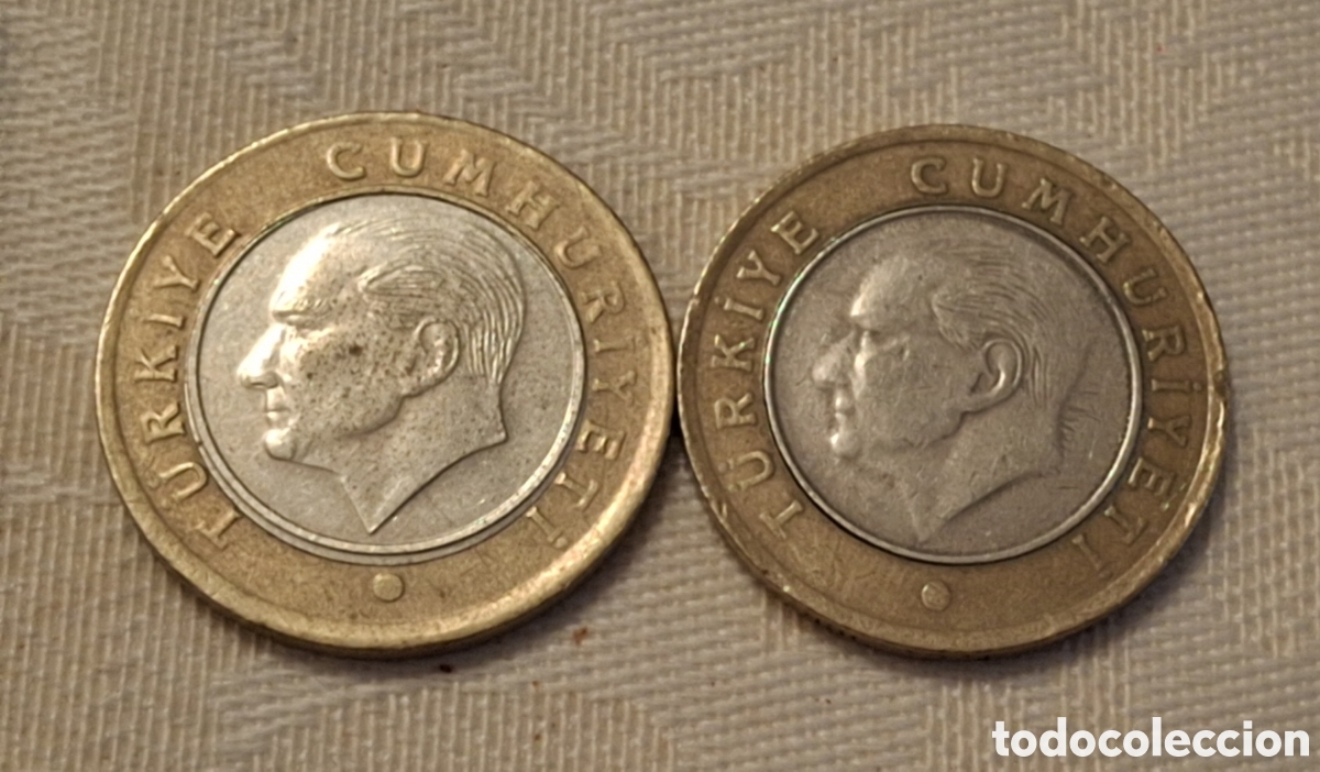 Old Coins of Europe: Lote dos monedas turcas de una lira