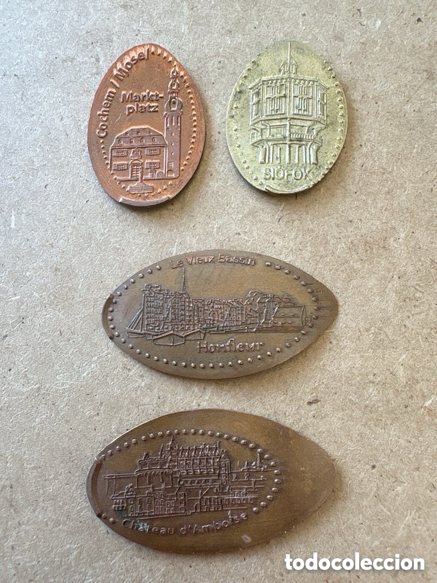 Old Coins of Europe: Lote de monedas elongadas, turismo Europa (A21)