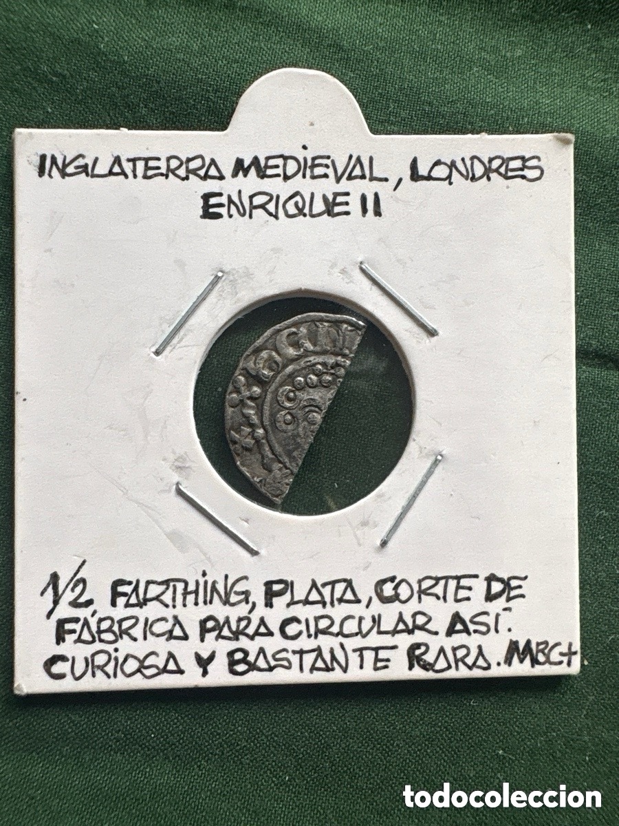 Old Coins of Europe: Moneda Enrique II, 1/2 Farthing de plata, medieval (A1)