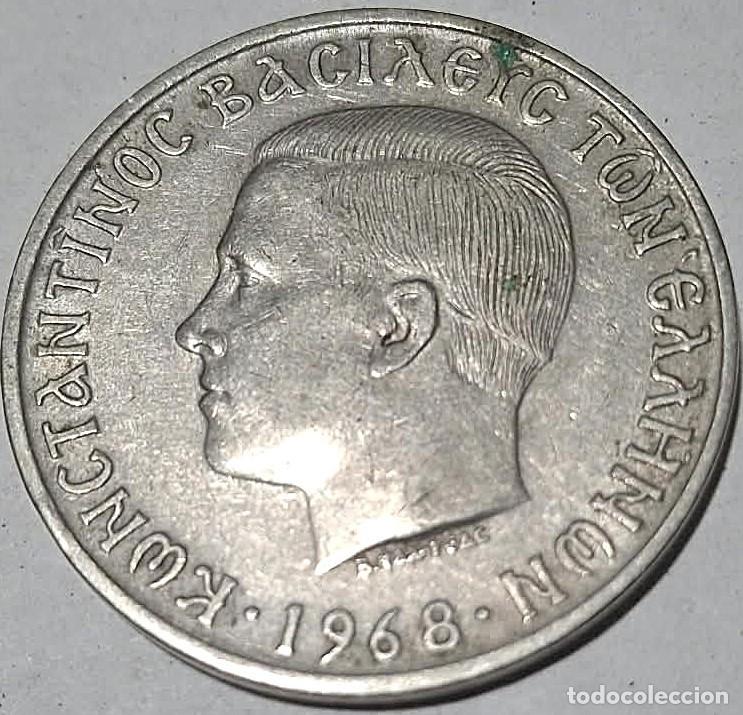 Monedas antiguas de Europa: Grecia, 10 Dracmas 1968 (Constantino II) KM#96./ Usada, bonita, la de las fotos.