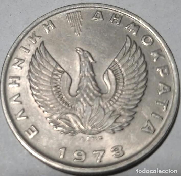 Monedas antiguas de Europa: Grecia, 10 Dracmas 1973 (Junta Militar) KM#110./ Usada, muy bonita, la de las fotos.