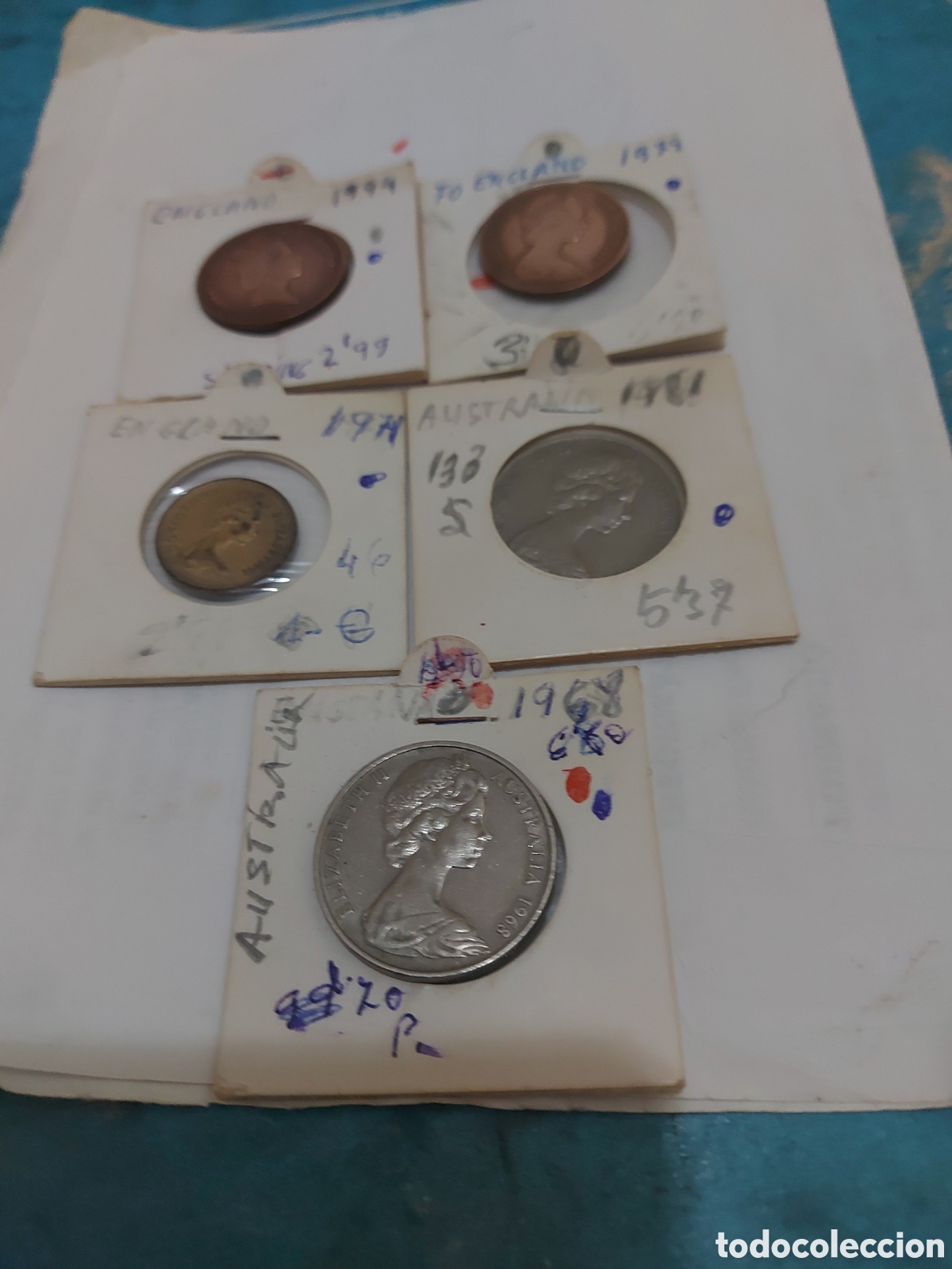 Moedas antigas da Europa: 3 de England y2 Australia