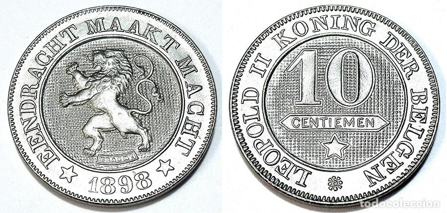 Monedas antiguas de Europa: BELGICA - 10 CENTS - 1898 - CUPRO/N&Iacute;QUEL - MS60 - REF: KM#43