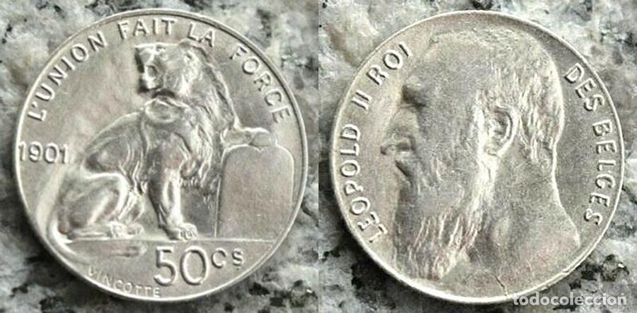 Monedas antiguas de Europa: BELGICA - 50 CENTS - 1901 - PLATA 0'835 - E.B.C++ - REF: KM#50