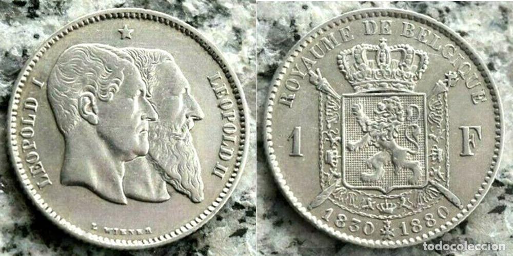 Alte M&uuml;nzen aus Europa: BELGICA - 1 FRANCO - 1880 - PLATA 0.835 - E.B.C++ - REF: KM#38