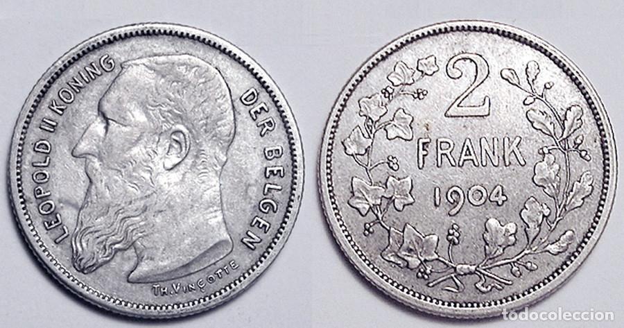 Alte M&uuml;nzen aus Europa: BELGICA - 2 FRANCOS - 1904 - E.B.C. - PLATA - REF: KM#59