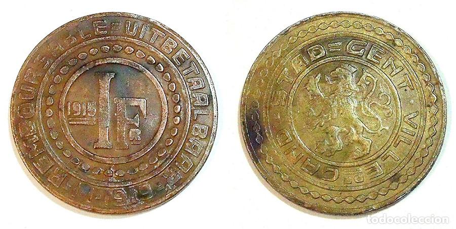 Alte M&uuml;nzen aus Europa: GAND (BELGICA) - 1 FRANCO - 1915 - COBRE/LATON - ESCASA - REF: KM#Tn2a